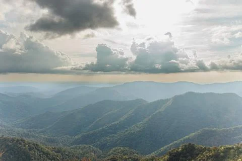 Panoramic View of Mountain Ranges and Dramatic Sky in Kerala Stock Photos