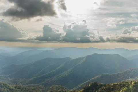Panoramic View of Mountain Ranges and Dramatic Sky in Kerala Stock Photos