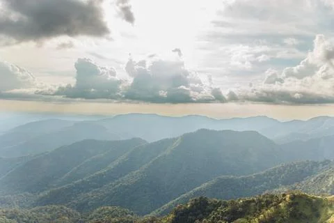 Panoramic View of Mountain Ranges and Dramatic Sky in Kerala Stock Photos