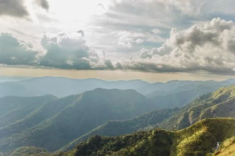 Panoramic View of Mountain Ranges and Dramatic Sky in Kerala Stock Photos