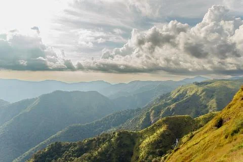 Panoramic View of Mountain Ranges and Dramatic Sky in Kerala Stock Photos