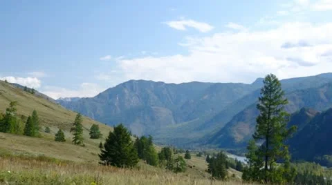 Panoramic view of a mountain ridge in the Altai mountains 動画素材 12353854