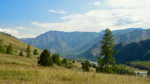 Panoramic view of a mountain ridge in the Altai mountains. 4k timelapse 動画素材 12429503