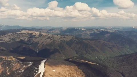 Panoramic view of mountain slopes covered with wood 動画素材 93217766