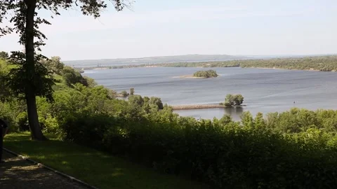 Panoramic view from mountain Tarasova in Kanev Stock Footage 136089164