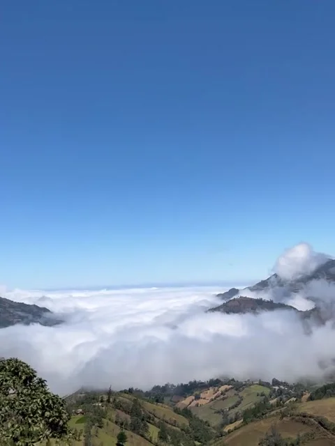 Panoramic View of Mountains Above Sea of Clouds Stock-Footage 341267415