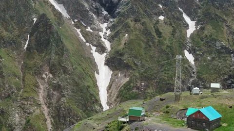 Panoramic view mountains and cable car Stock Footage 163376825