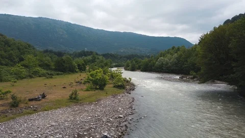 Panoramic view of the mountains and mountain river in Abkhazia Stock Footage 110595394