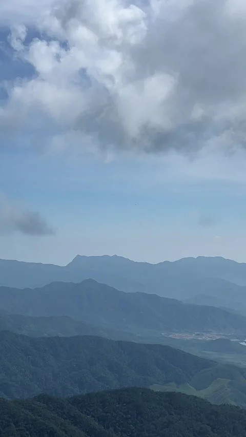 Panoramic view of mountains and sky in Da Nang Vietnam Ba Na Hills scenic Stock Footage 320408651