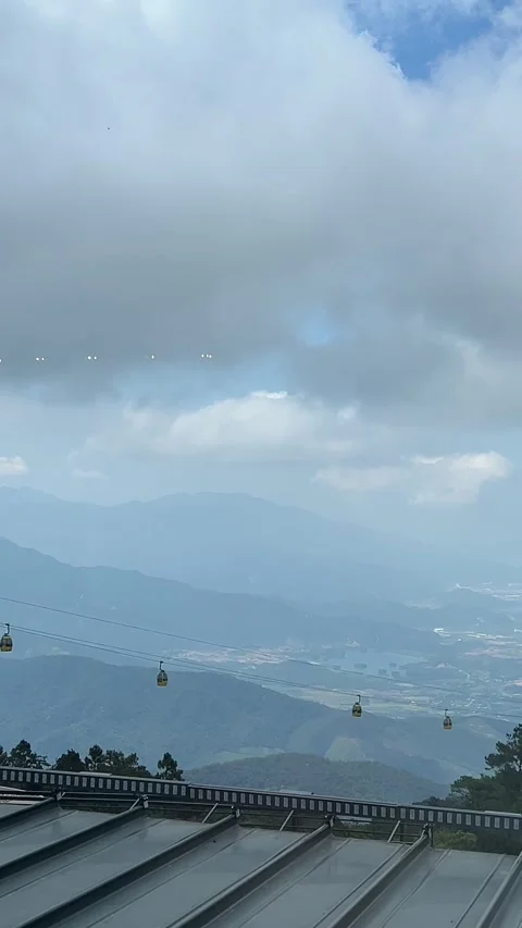 Panoramic view of mountains and sky in Da Nang Vietnam Ba Na Hills scenic Stock Footage 320408703