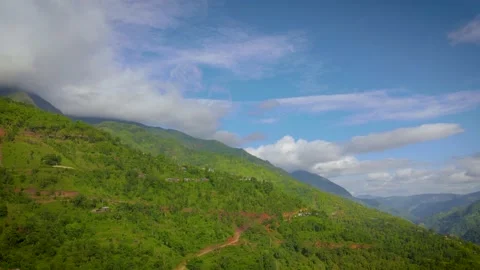 Panoramic view of mountains with clear sky Stock Footage 155960639