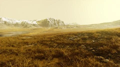 Panoramic view on mountains covered with snow Ilustración de archivo