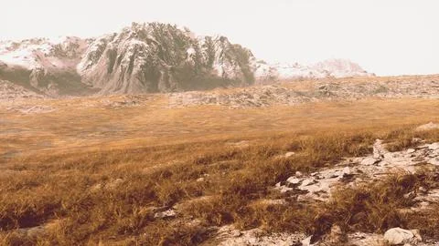 Panoramic view on mountains covered with snow Ilustración de archivo