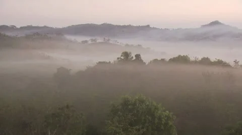 Panoramic View of Mountains In the Fog 4 Stock-Footage 19032646