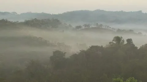Panoramic View of Mountains In the Fog 8 Stock-Footage 19033857
