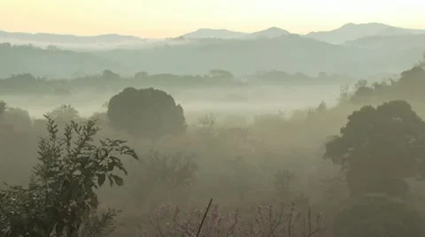 Panoramic View of Mountains In the Fog 9 Video stock 19033937