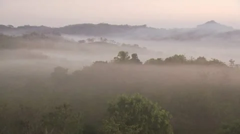 Panoramic View of Mountains In the Fog Video stock 19031900