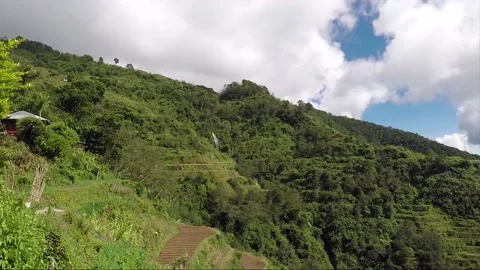 Panoramic View, Mountains, Forest, Waterfall, Rice Terraces, Banaue, Philippines Stock Footage 233168042