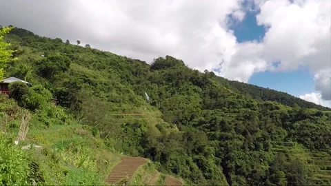 Panoramic View, Mountains, Forest, Waterfall, Rice Terraces, Banaue, Philippines Stock Footage 233168054