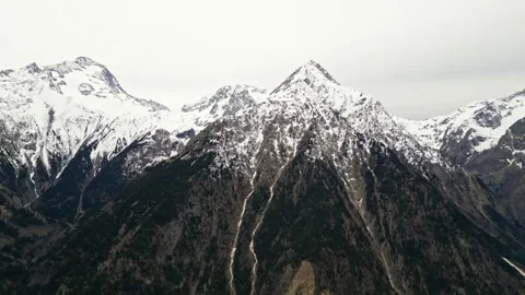 Panoramic view of the mountains from Les Deux Alps ski resort in the French Alps Stock Footage 244407573