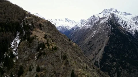 Panoramic view of the mountains from Les Deux Alps ski resort in the French Alps Stock Footage 244408320