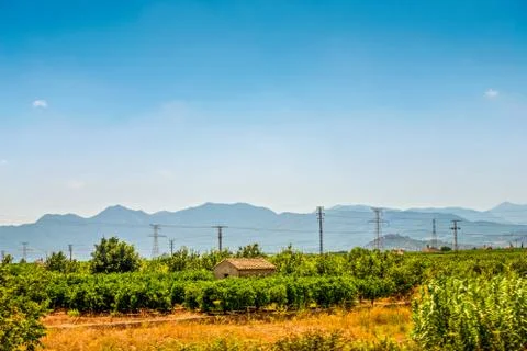 Panoramic view to the mountains in motion Stock Photos