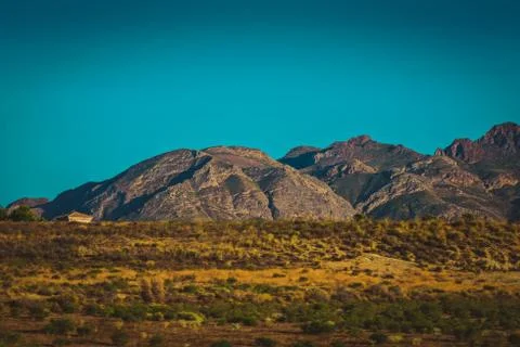 Panoramic view to the mountains in motion Stock-Fotos