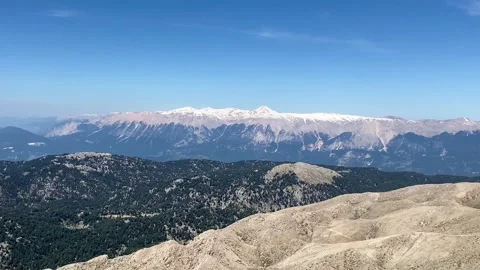 Panoramic view of the mountains from the peak of Tahtali. Video stock 342129508