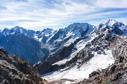 Panoramic view on the mountains Stock Photos