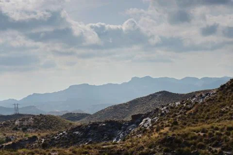 Panoramic view to the mountains Stock Photos