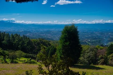 Panoramic view with mountains Stock Photos