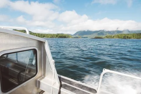 Panoramic view from moving boat Stock Photos