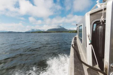 Panoramic view from moving boat Stock Photos