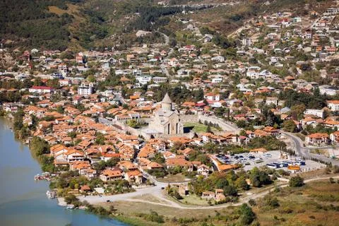 Panoramic view of Mtskheta town, Georgia Stock Photos