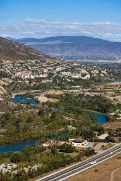 Panoramic view of Mtskheta town, Georgia Stock Photos