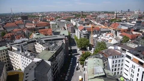 Panoramic view  of Munich from above Stock Footage 134577783
