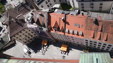 Panoramic view  of Munich from above, rooftops at Mitte Stock Footage 134577631