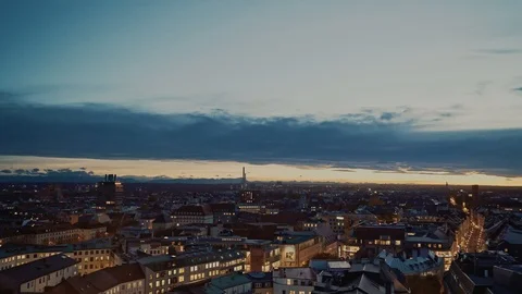 Panoramic view of Munich at evening time, Germany. Munich is the capital and Stock Footage 115989959
