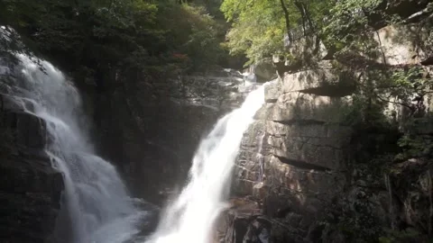 Panoramic view of Mureung  Valley Waterfall Stock Footage 310279566