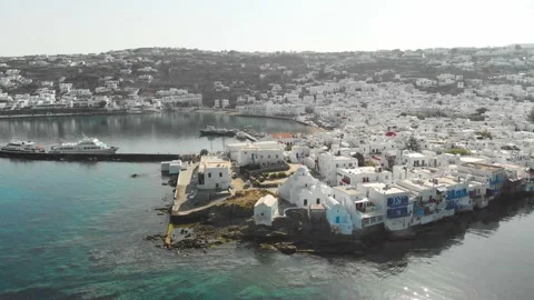 Panoramic view of Mykonos Stock Footage 130365067