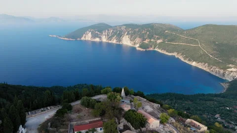 Panoramic view of the mysterious Pyramids of Exogi village in Ithaca, Greece Stock Footage 306051553