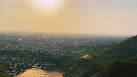 Panoramic View of Nahargarh Fort and Jaipur, Rajasthan, India Stock Footage 338224230