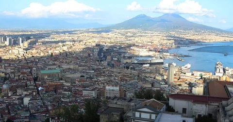 A panoramic view of Naples from the Castel Sant'Elmo 스톡 동영상 126215401