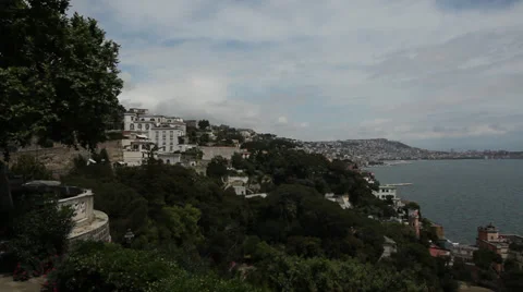 Panoramic view of Naples, the gulf and Vesuvius volcano Stock Footage 34656492