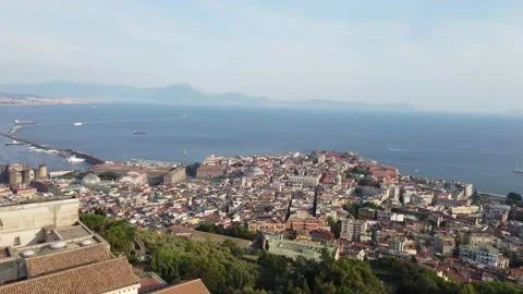 Panoramic view of Naples in Italy at sunset Stockbeeldmateriaal 133419720
