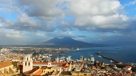 Panoramic view of Naples, Italy. Timelapse. Stock Footage 266022076