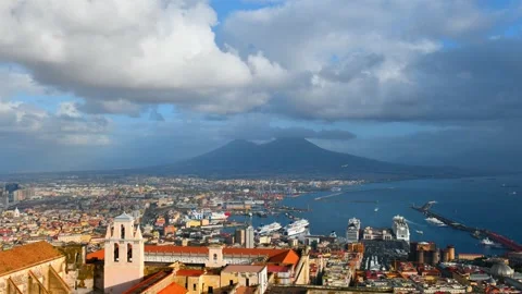 Panoramic view of Naples, Italy. Timelapse. Stock Footage 266024457