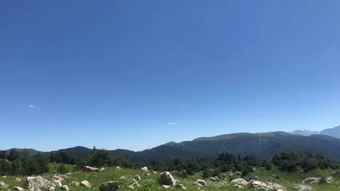 Panoramic view of the nature of the Caucasus Mountains Stock Footage 144116953