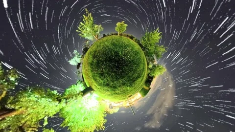 A panoramic view of nature in the Umbrian countryside in Italy - Star trails Video stock 335478530