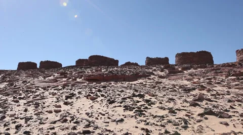 Panoramic view of "Nawamiss", stone tombs in Sinai desert Stock Footage 39088818